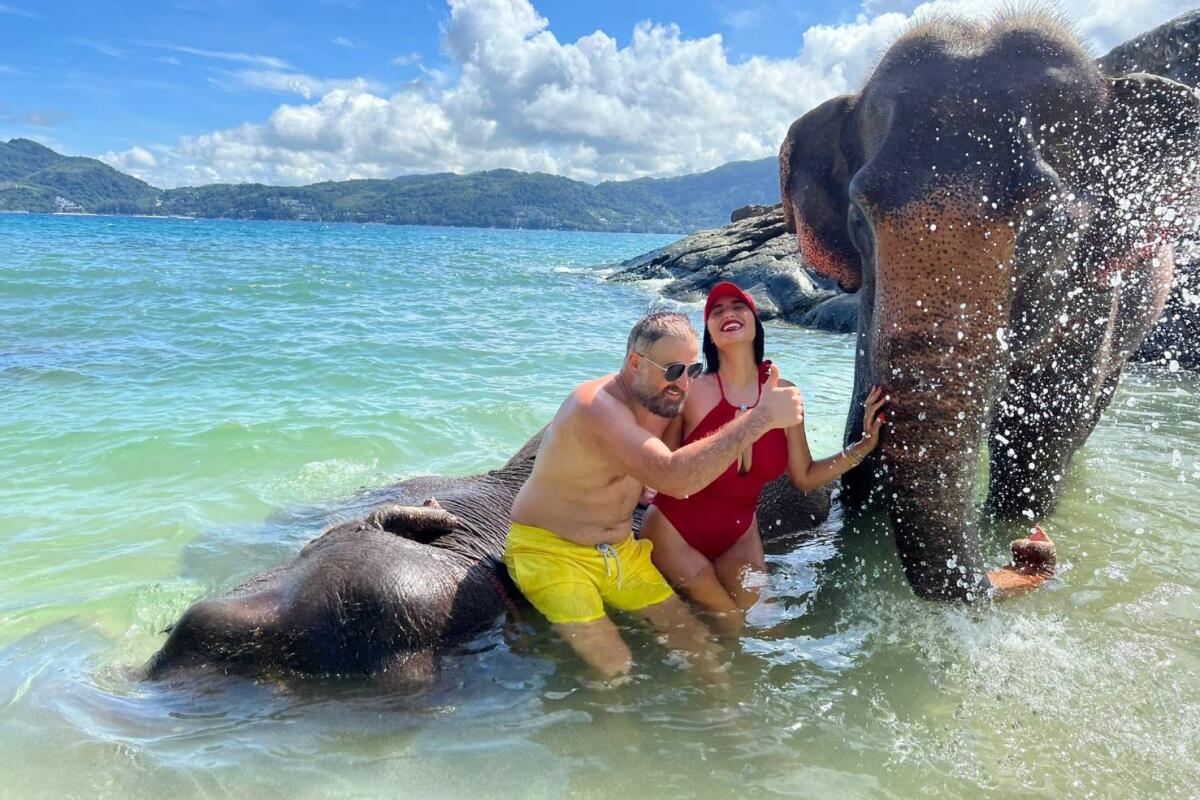 Elephant swimming Tritrang