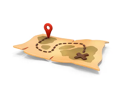3D illustration of a map with unique tourist routes in Phuket